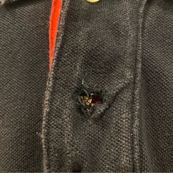 AMERICAN EAGLE Men's Polo Shirt Short Sleeve Athletic Fit NAVY BLUE RED Logo L - Picture 4 of 6